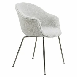 Online Bat Stoel Gestoffeerd Zwart Chroom Onderstel Eetkamerstoelen