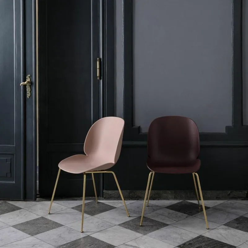 Sale Beetle Stoel Un-upholstered Brass Base Eetkamerstoelen