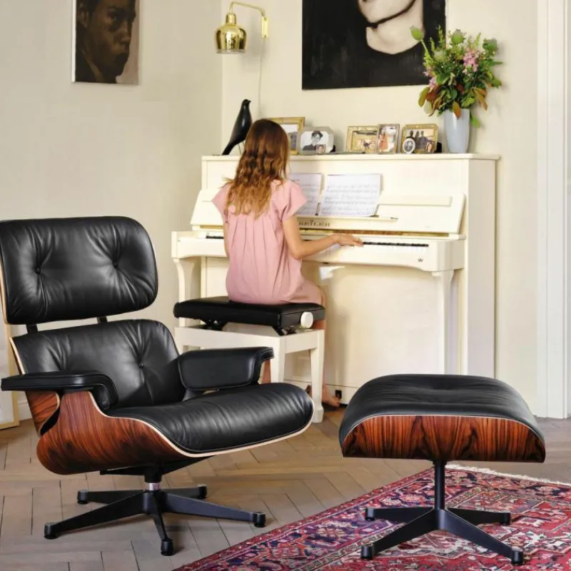 Outlet Eames Lounge Chair + Ottoman Leder Loungestoelen|Fauteuils