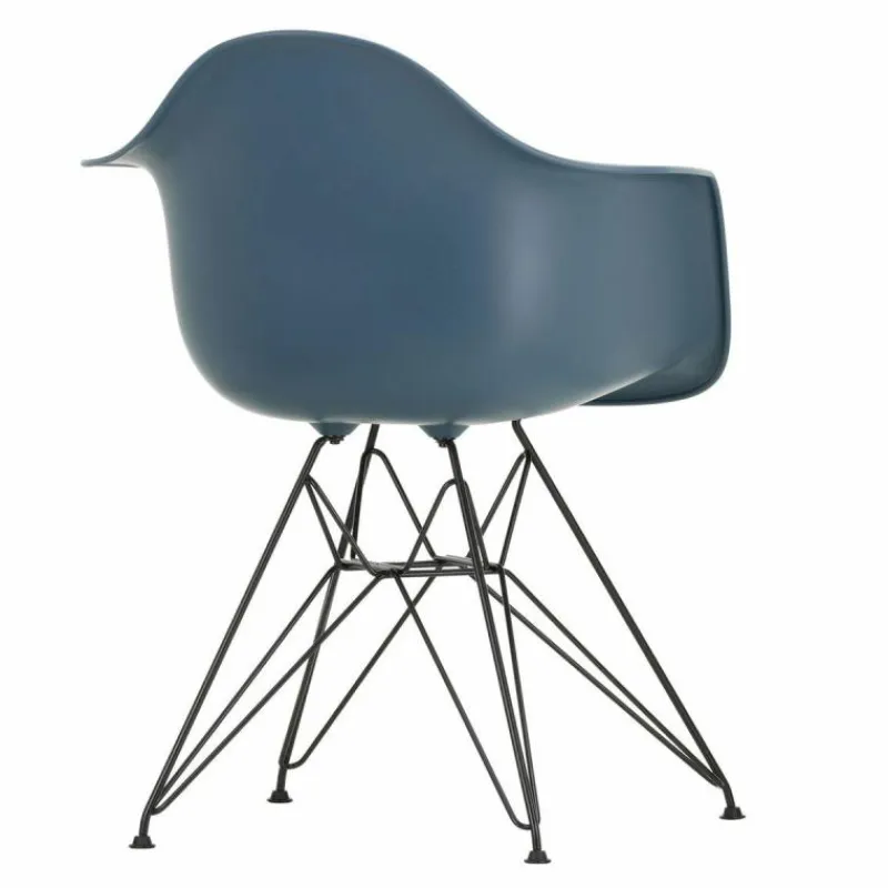 Outlet Eames Plastic Chair DAR Zwart Onderstel Tuinstoelen|Eetkamerstoelen