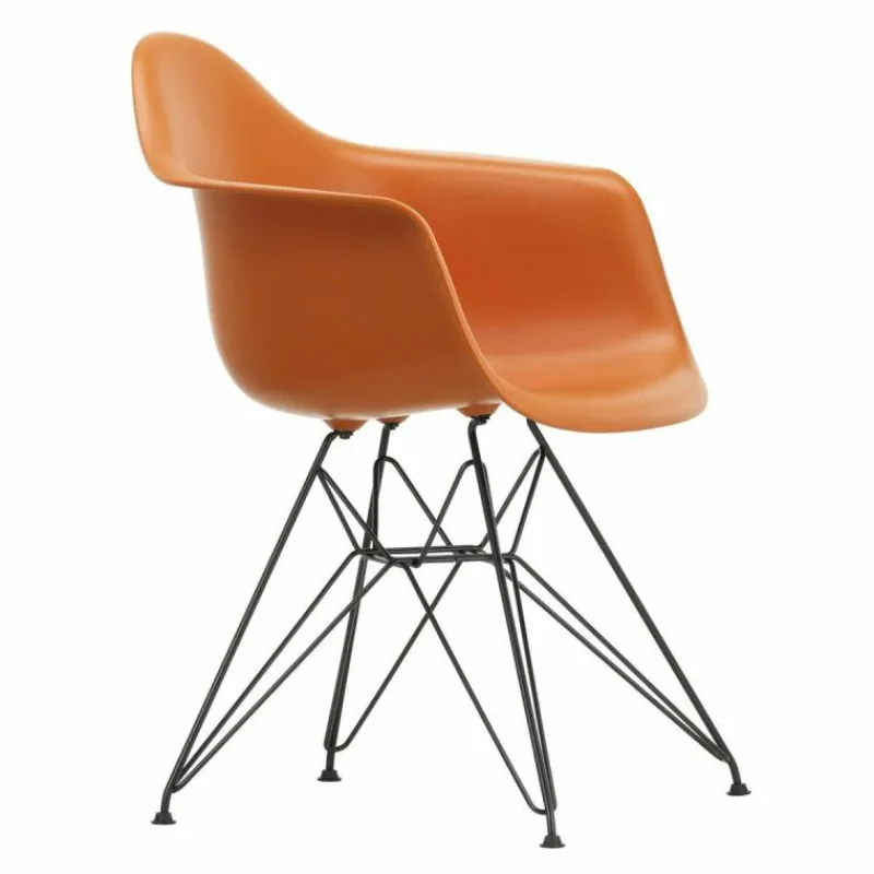 Outlet Eames Plastic Chair DAR Zwart Onderstel Tuinstoelen|Eetkamerstoelen