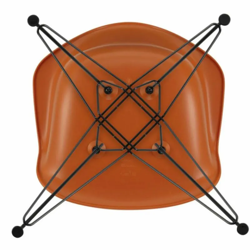 Outlet Eames Plastic Chair DAR Zwart Onderstel Tuinstoelen|Eetkamerstoelen