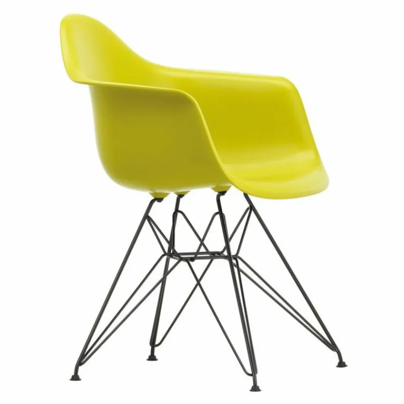 Outlet Eames Plastic Chair DAR Zwart Onderstel Tuinstoelen|Eetkamerstoelen