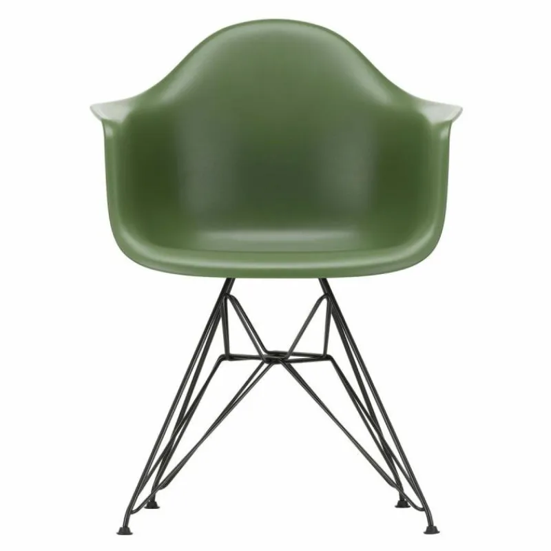 Outlet Eames Plastic Chair DAR Zwart Onderstel Tuinstoelen|Eetkamerstoelen