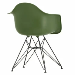 Outlet Eames Plastic Chair DAR Zwart Onderstel Tuinstoelen|Eetkamerstoelen