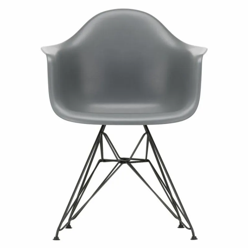 Outlet Eames Plastic Chair DAR Zwart Onderstel Tuinstoelen|Eetkamerstoelen