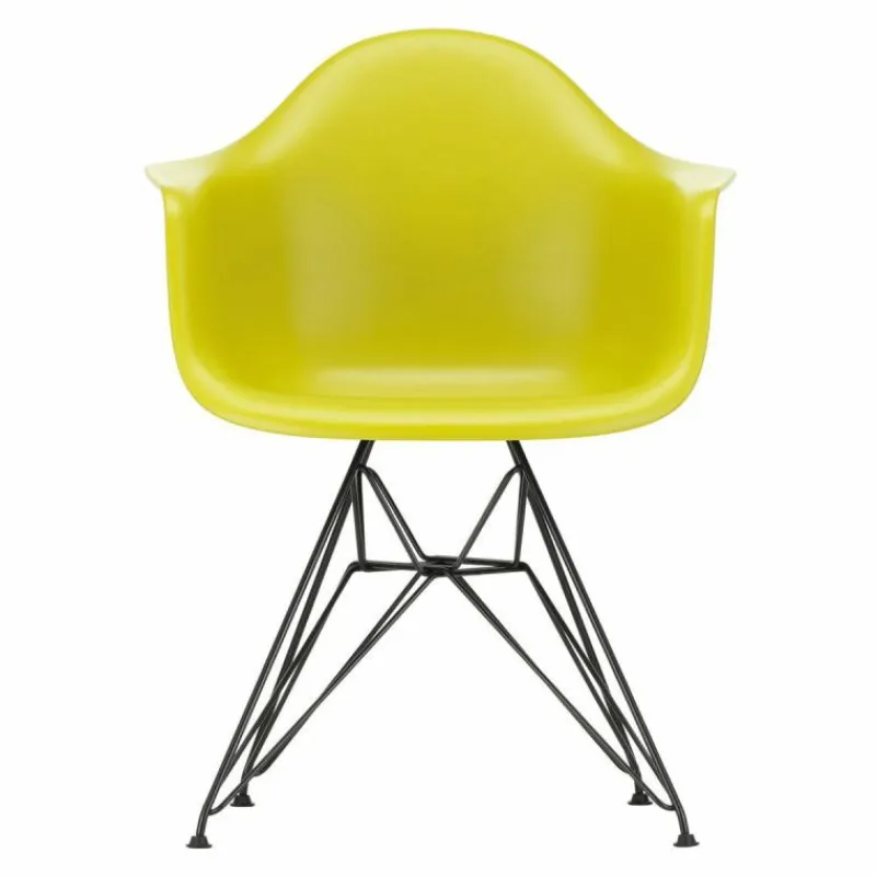 Outlet Eames Plastic Chair DAR Zwart Onderstel Tuinstoelen|Eetkamerstoelen