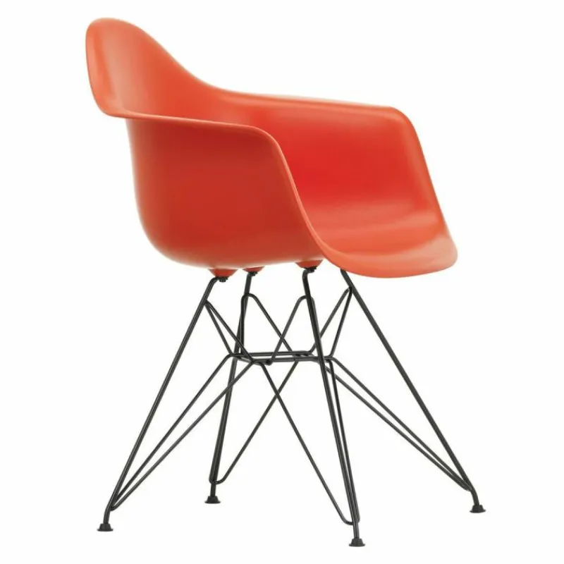 Outlet Eames Plastic Chair DAR Zwart Onderstel Tuinstoelen|Eetkamerstoelen