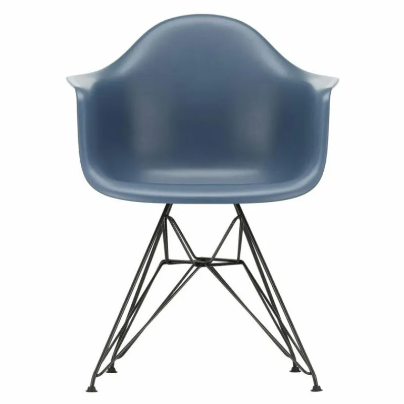 Outlet Eames Plastic Chair DAR Zwart Onderstel Tuinstoelen|Eetkamerstoelen
