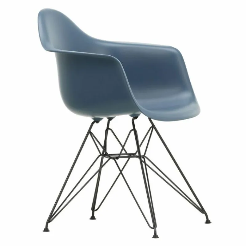 Outlet Eames Plastic Chair DAR Zwart Onderstel Tuinstoelen|Eetkamerstoelen