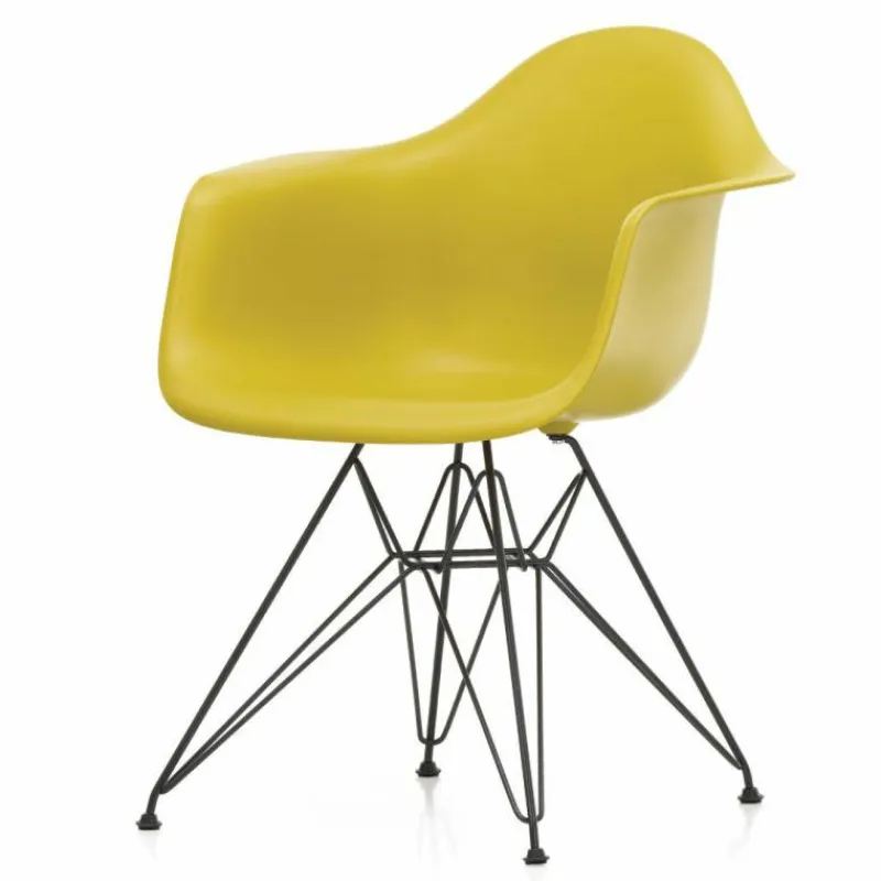 Outlet Eames Plastic Chair DAR Zwart Onderstel Tuinstoelen|Eetkamerstoelen