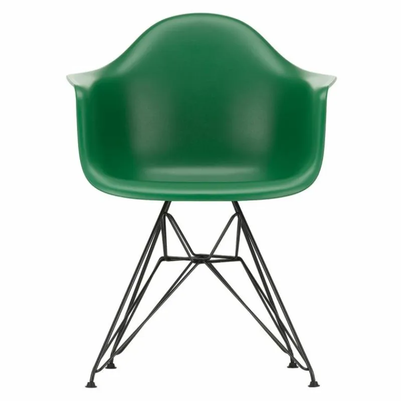 Outlet Eames Plastic Chair DAR Zwart Onderstel Tuinstoelen|Eetkamerstoelen