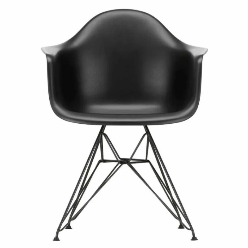 Outlet Eames Plastic Chair DAR Zwart Onderstel Tuinstoelen|Eetkamerstoelen