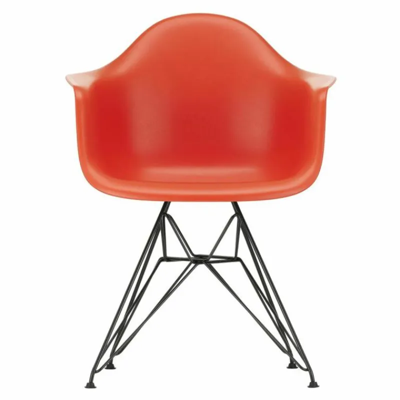 Outlet Eames Plastic Chair DAR Zwart Onderstel Tuinstoelen|Eetkamerstoelen