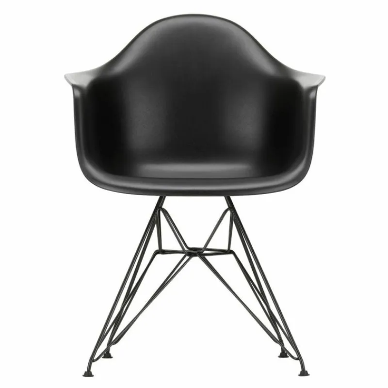 Outlet Eames Plastic Chair DAR Zwart Onderstel Tuinstoelen|Eetkamerstoelen
