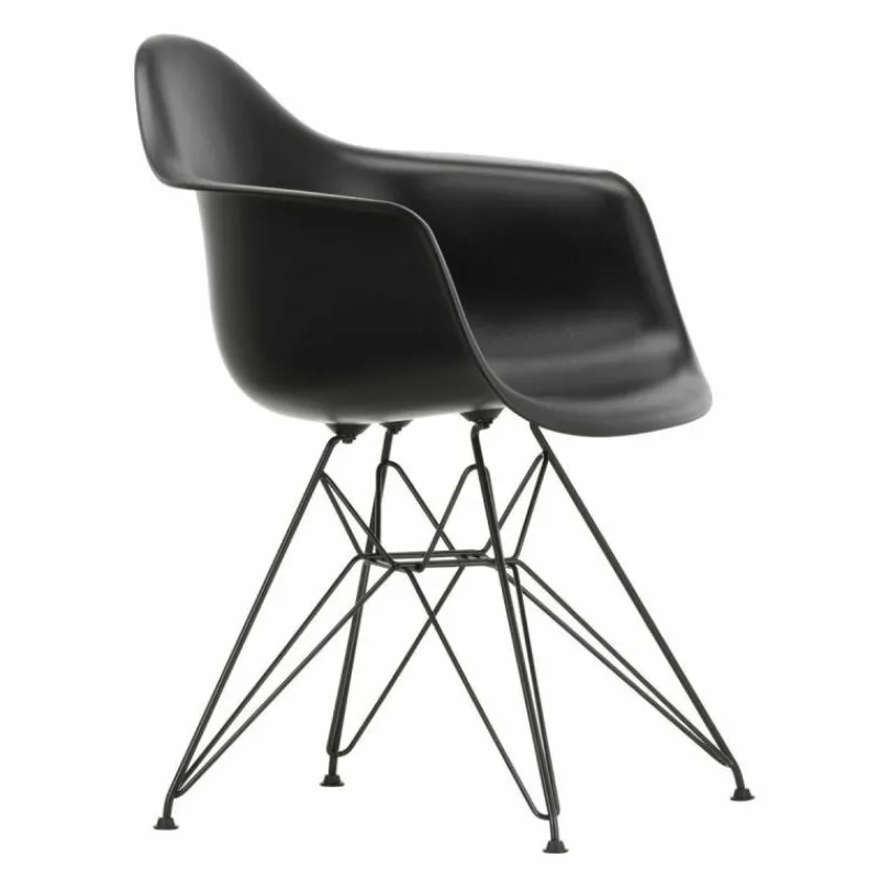 Outlet Eames Plastic Chair DAR Zwart Onderstel Tuinstoelen|Eetkamerstoelen
