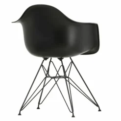 Outlet Eames Plastic Chair DAR Zwart Onderstel Tuinstoelen|Eetkamerstoelen