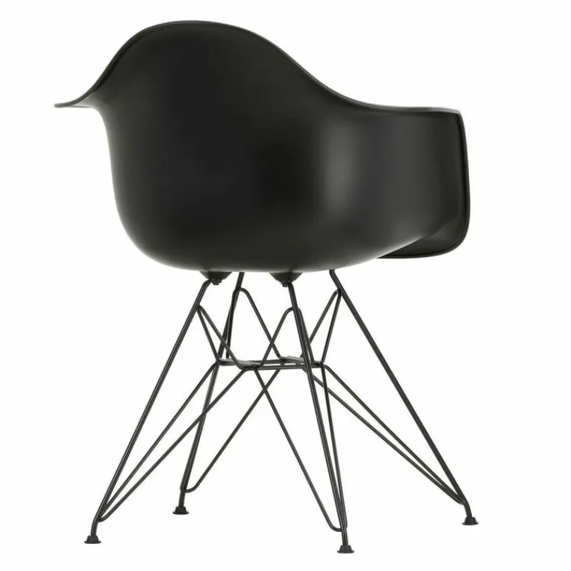 Outlet Eames Plastic Chair DAR Zwart Onderstel Tuinstoelen|Eetkamerstoelen