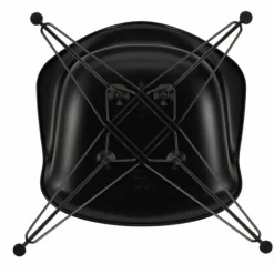 Outlet Eames Plastic Chair DAR Zwart Onderstel Tuinstoelen|Eetkamerstoelen