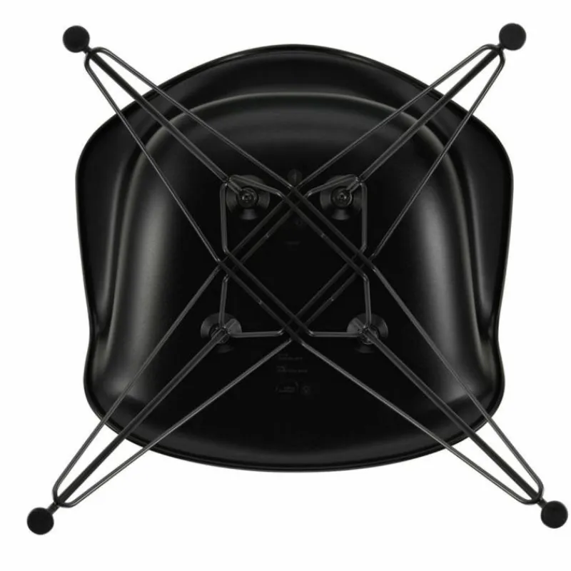 Outlet Eames Plastic Chair DAR Zwart Onderstel Tuinstoelen|Eetkamerstoelen