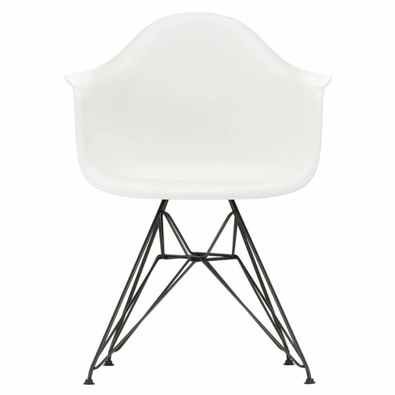Outlet Eames Plastic Chair DAR Zwart Onderstel Tuinstoelen|Eetkamerstoelen