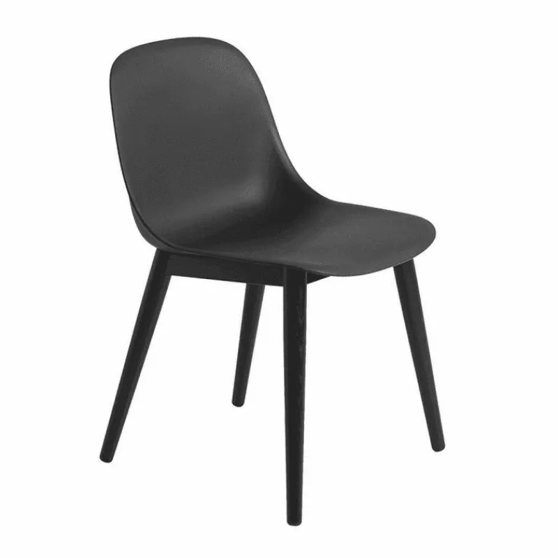 Fiber Side Chair Stoel - Houten Onderstel Eetkamerstoelen