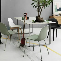 Fiber Side Chair Stoel - Houten Onderstel Eetkamerstoelen
