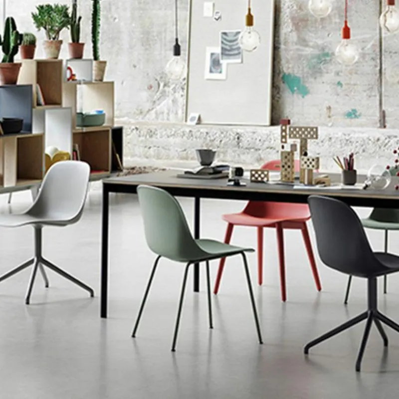Fiber Side Chair Stoel - Houten Onderstel Eetkamerstoelen