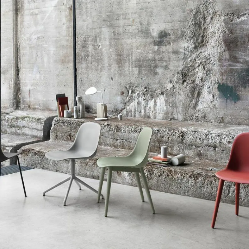 Fiber Side Chair Stoel - Houten Onderstel Eetkamerstoelen