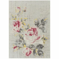 Sale Flowers Natural Canevas Vloerkleed 170 x 240 Vloerkleden