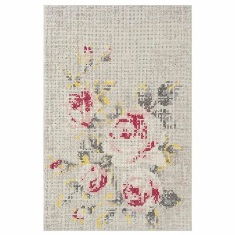 New Flowers Natural Canevas Vloerkleed 200 x 300 Vloerkleden