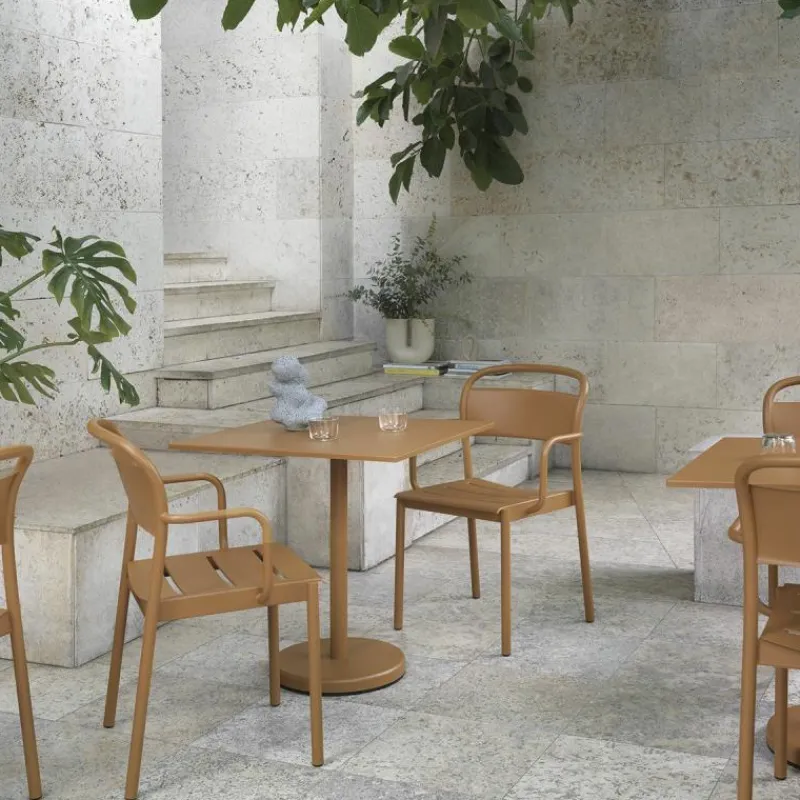 Linear Steel Café Tafel Tuintafels|Eettafels