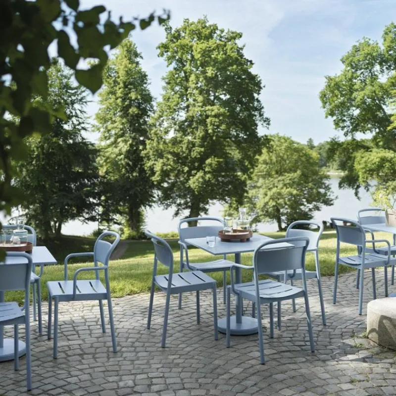 Linear Steel Café Tafel Tuintafels|Eettafels