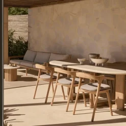 Discount Trestle Outdoor Eettafel Concrete Teak Tuintafels